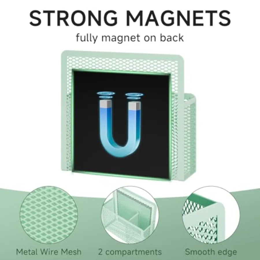 Magnetic Dry Erase Marker Holder, Mesh Pen Holder for board Magnet Pencil Organizer Storage for Refrigerator Locker Accessories