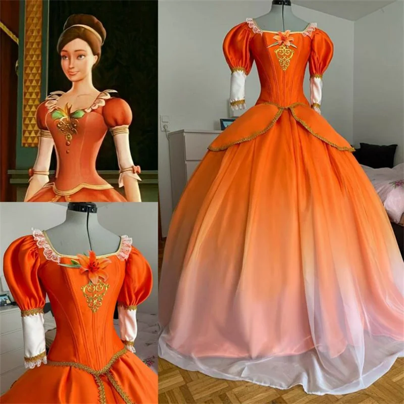 open lace back dress Barbie in The 12 Dancing Princesses Genevieve Princess Dress Costume –  Rainybear