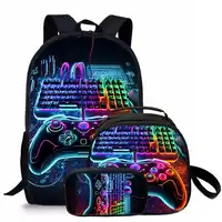 Novedad Popular de moda, almohadilla de juego con estampado 3D, 3 unidades/juego, mochilas escolares para estudiantes, mochila para cuaderno de viaje, bolsa cruzada para el almuerzo, estuche para lápices