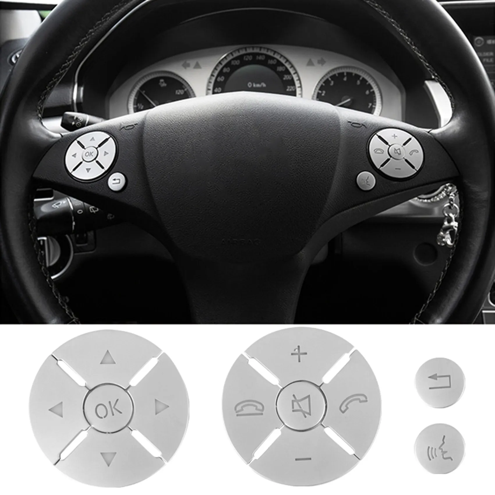 Car Interior Steering Wheel Button Switch Trim Cover Sticker for Mercedes Benz C E S Cl  W204 W212 W221 GLK X204 C200 C250