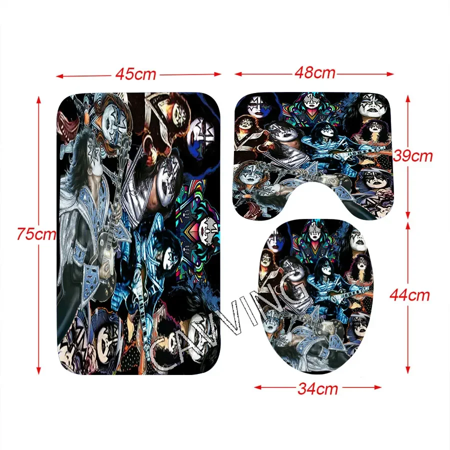 CAVVING 3D Print  KISS ROCK BAND  Shower Curtains Waterproof  Bathroom Curtain Anti-slip Bath Mat Set Toilet Rugs Carpets  H4