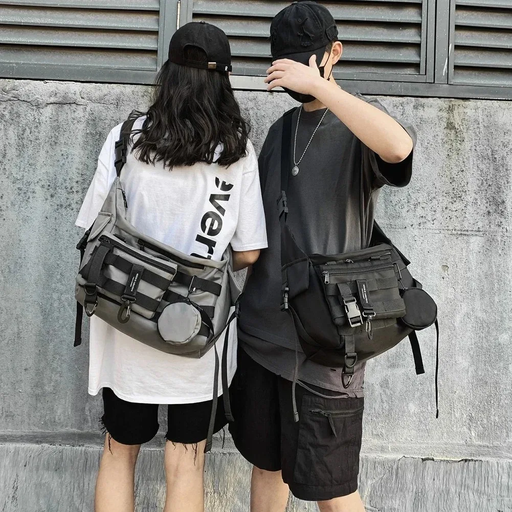 

Shoulder Gothic Black Crossbody Messenger Tote Bag Men's Women's Shopping Bag Nylon Hip Hop Tech Clothing Tote Messenger