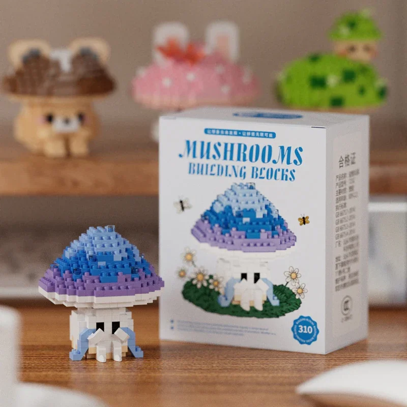 Micro Building Block Cute Mushroom Series Children Educational Assembled Food Mini Bricks Blocks Toys for Children Girls Gifts