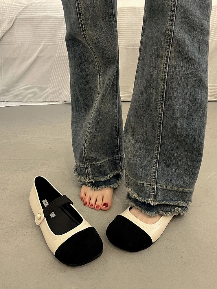 Mocasines de piel con punta redonda para mujer, calzado informal, estilo oxford, para Otoño y verano, 2023