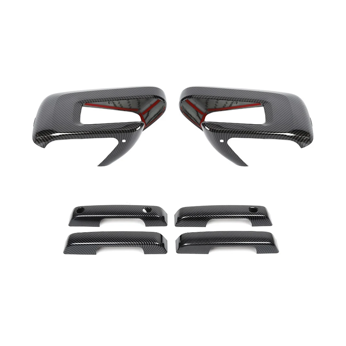 

For 2021-2023 Side Rear View Mirror Shell Cover + Exterior Door Handle Cover Trim Accessories,ABS Carbon