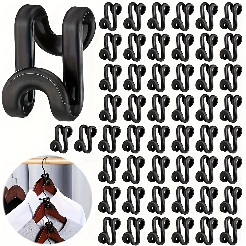 50 Mini Hanger Connectors Plastic Waterfall Hooks Closet Organizer Space Saver for Clothes Rack Best Gifts for Mother's Day