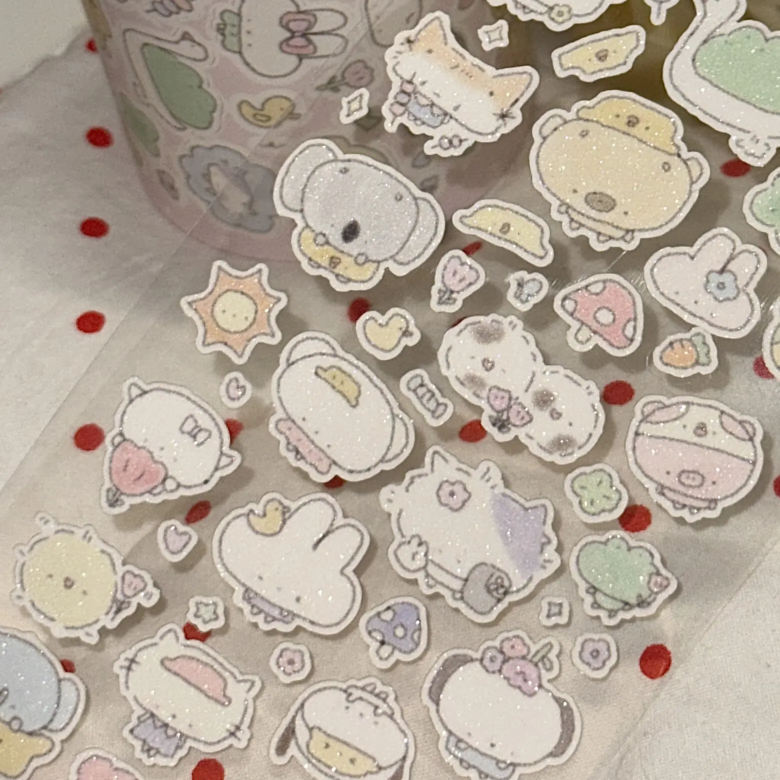 Cute Springtime Polka Dot Animal Die cut Sticker DIY Goo Card Journal Scrapbooking Photo Card Phone Case Collage Supply