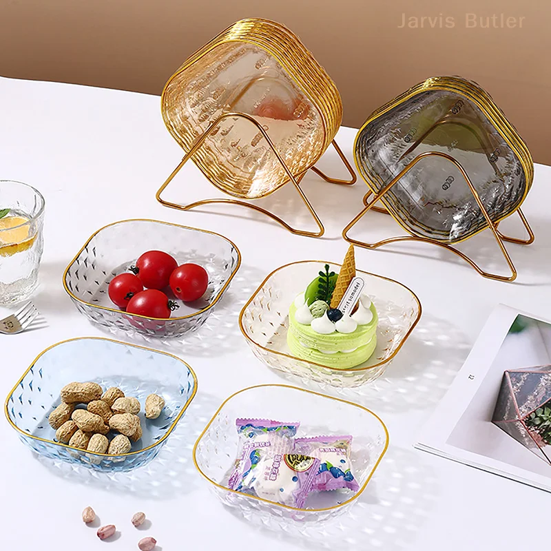 Home Spit Bone Dish Heightened Non-slip Fruit Tray Trash Tray Square Small Plate Tableware Fruit Snack Plate