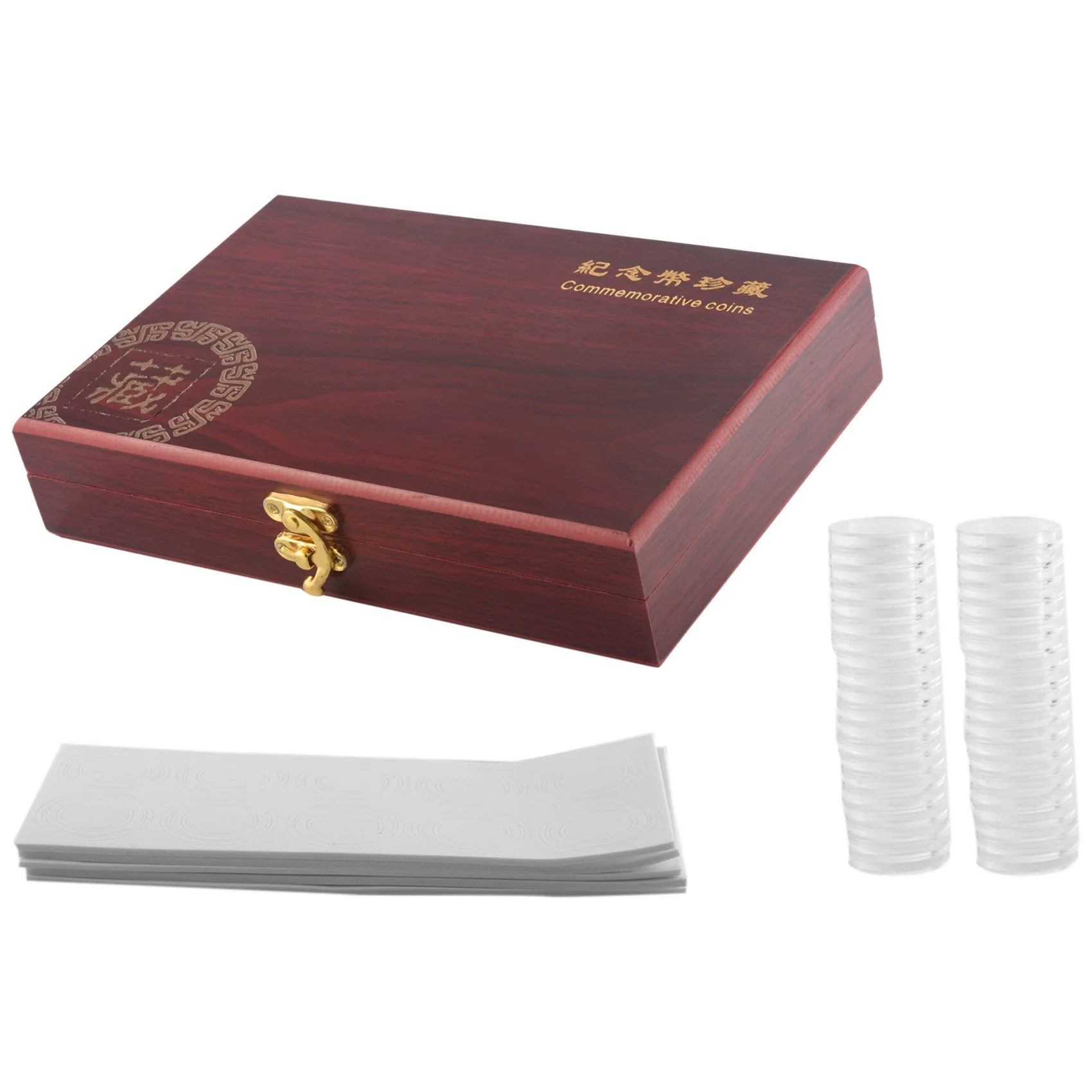 50 Pcs Wood Coin Protection Display Box Storage Case Holder Round Box Commemorative Collection Box