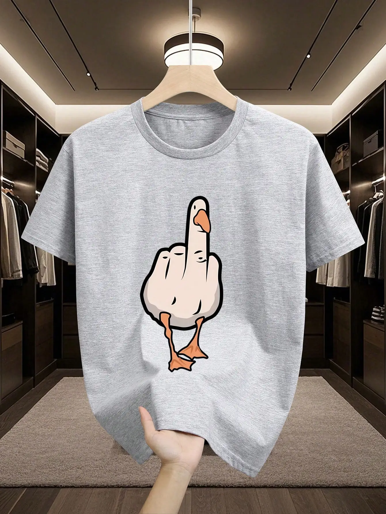 تي شيرت رجالي صيفي 100% قطن عالي الجودة عصري كاجوال رياضي فضفاض بنمط ممتع مطبوع برقبة دائرية وأكمام قصيرة #3