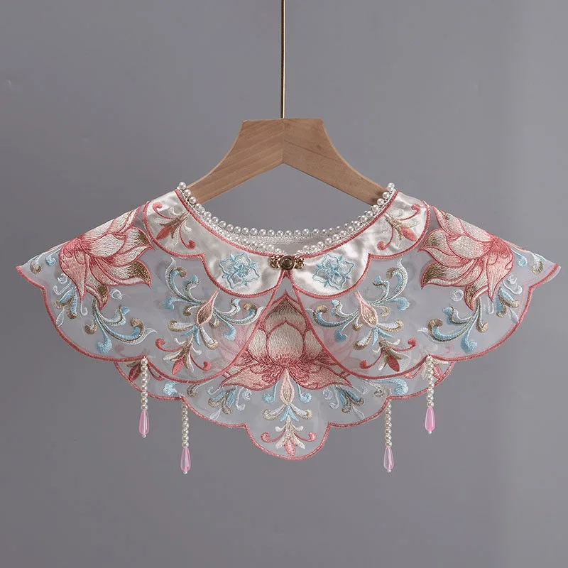 Chinese Wind Dragon Phoenix Embroidery Cloud Shoulder Detachable Fake Collar Shawl Unisex New Chinese Graduation Outfit