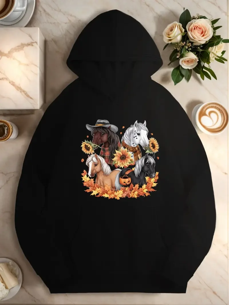 

Женские толстовки, осенние толстовки с капюшоном больших размеров с четырьмя характерными лошадьми K Pop Demon Hunter Y2k, зимняя одежда на пуговицах с капюшоном на молнии