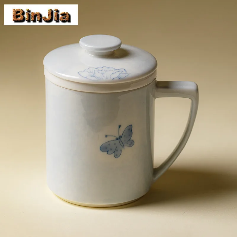 

350 мл ручная роспись фильтр-бабочка, чашка-сепаратор для чая, роскошная чайная кружка с заварочным устройством, бытовая чайная машина, офисные принадлежности для чашек с водой