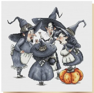Farm-Unprinted Cross Stitch Kits, DIY Fabric Craft, Cotton Thread, Hand Embroidery,  11-Four Witches 33-33