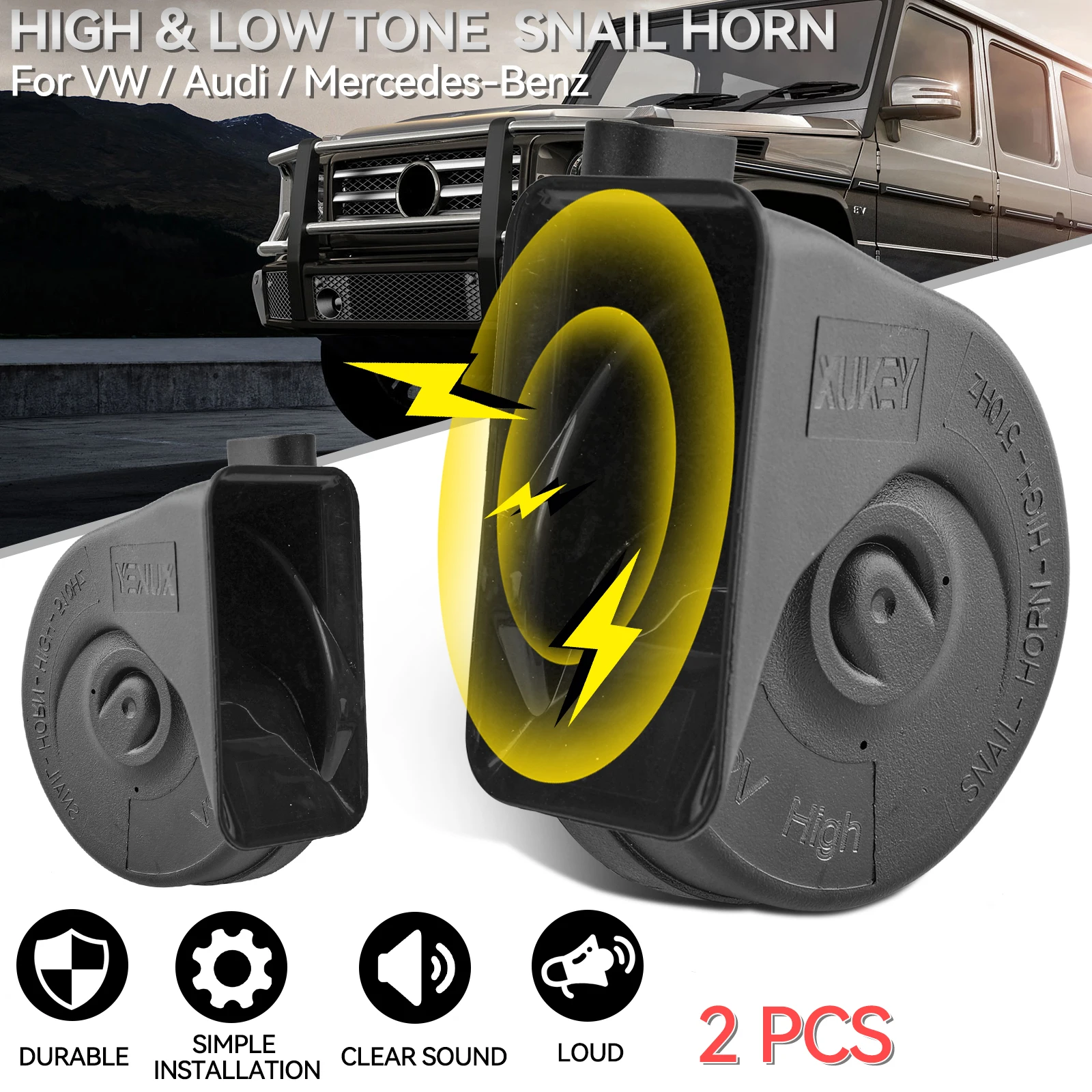 

Snail Horn 12V 410/510Hz Loud Auto Horns 110-125db Twin Tone Waterproof Horns For Audi A1 A3 A4 A5 A6 A7 A8 S4 S6 Q3 Q5 VW Seat