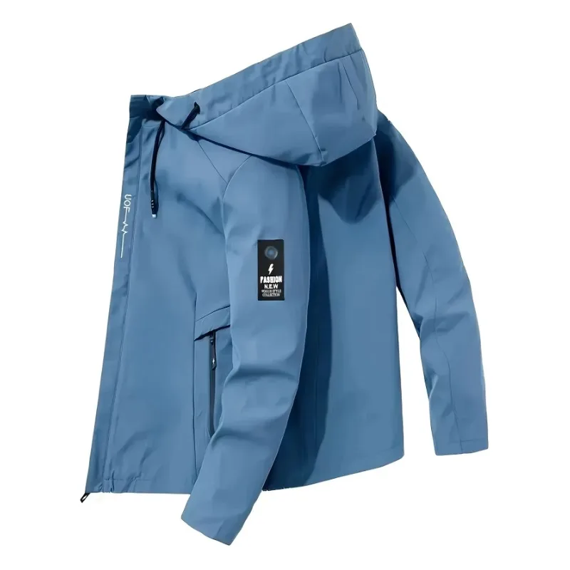 

Мужская повседневная куртка с капюшоном | Спортивный и студенческий стиль | Многосезонная модная куртка на молнии с передним карманом | Обычный рукав