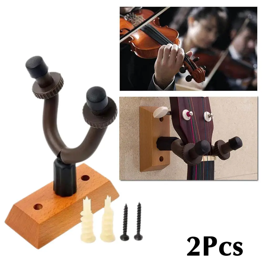 2pcs Guitar Wall Mounted Hanger Holder Stand Wooden Instrument Violin Guitar Guitar Acoustic Bass Ukulele Accessories X2Q1