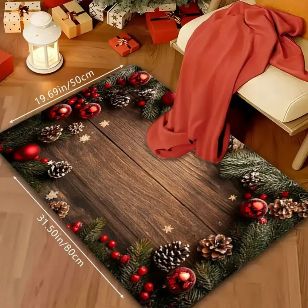 VIKAMA Wood-Grain Design, Pine Tree Pattern, Entry Door Carpet Home Decoration, Bathroom Anti-Slip And Stain-Resistant Floor Mat