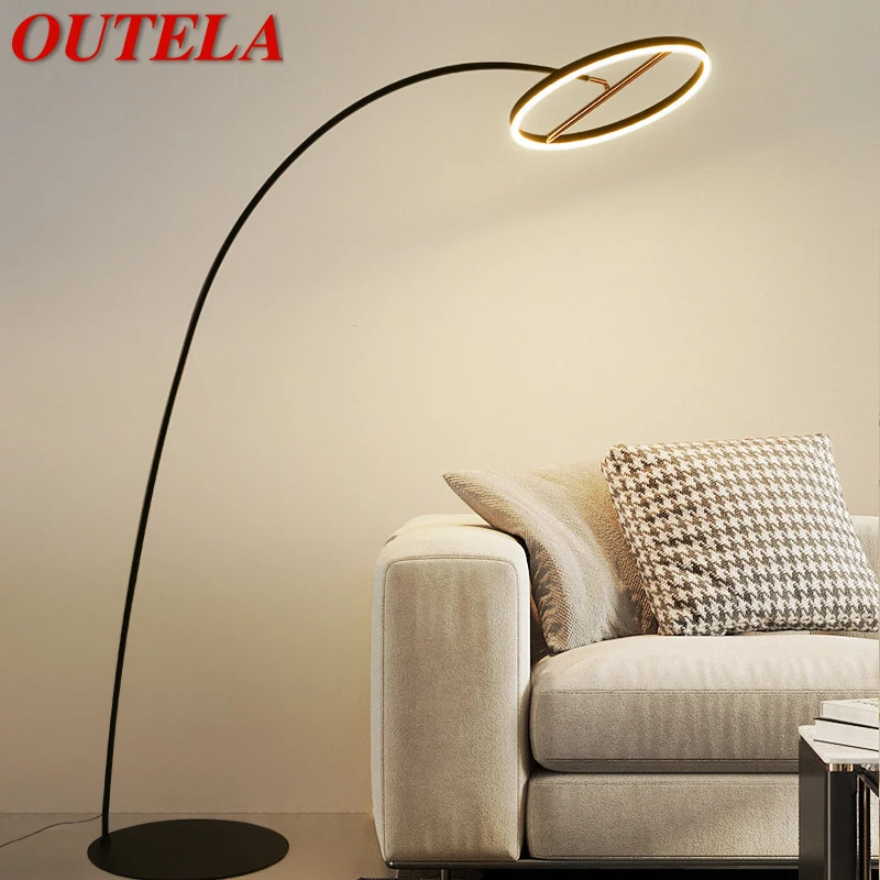 

OUTELA Nordic Fishing Floor Lamp ModernFamily Living Room Beside The Sofa Creative LED Minimalism Standing Light