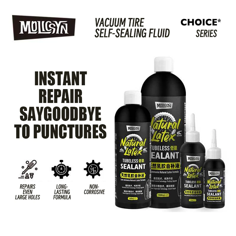 MolicSYN Bike Tubeless Sealant - Low-Ammonia Self-Sealing Tire Fluid for MTB/Road Bicycles (Mountain & Road Bike Tire Repair)