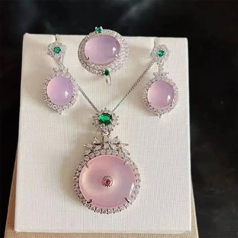 

Women's Necklace Bracelet Ring Set with Chalcedony Set