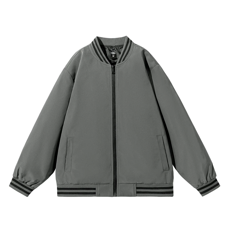 

Casual Stripe Baseball Jaet Men's Loose Fit Spring Autumn New Sle Sportswear Outerwear Polyester Fiber Long Sve Zipper