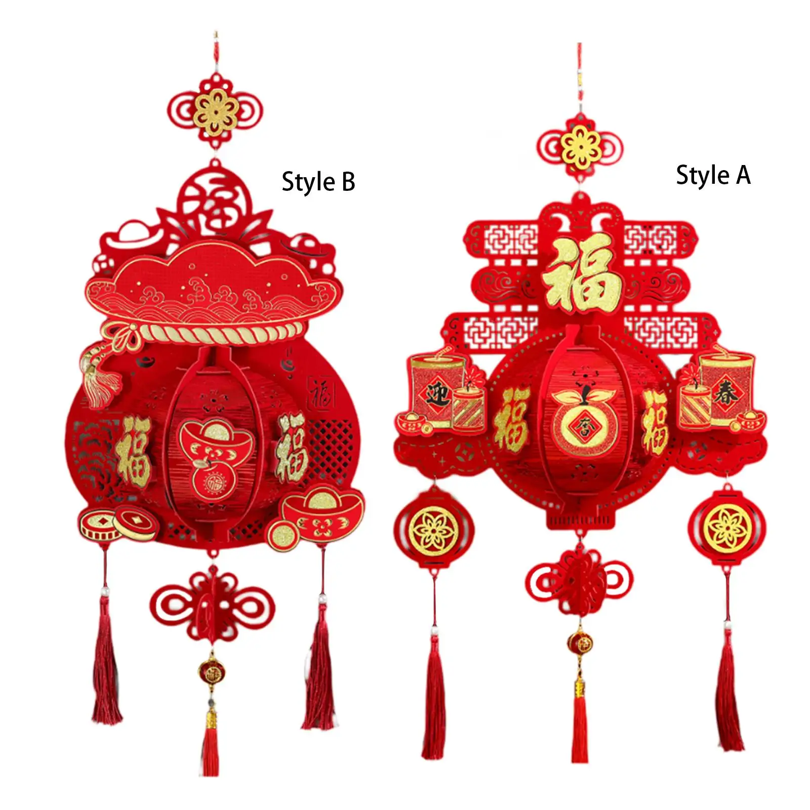 Red Chinese Lantern Lucky Hanging Decor for Holiday Household Indoor Outdoor