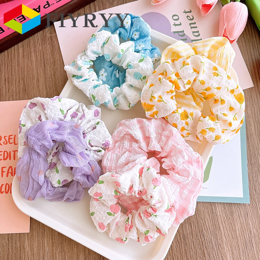 

Colorful Flowers Fabric Elastic Hair Bands for Women Girl Hair Ties Simple Floral Scrunchies Rope Korean Kawaii Hair Accessories