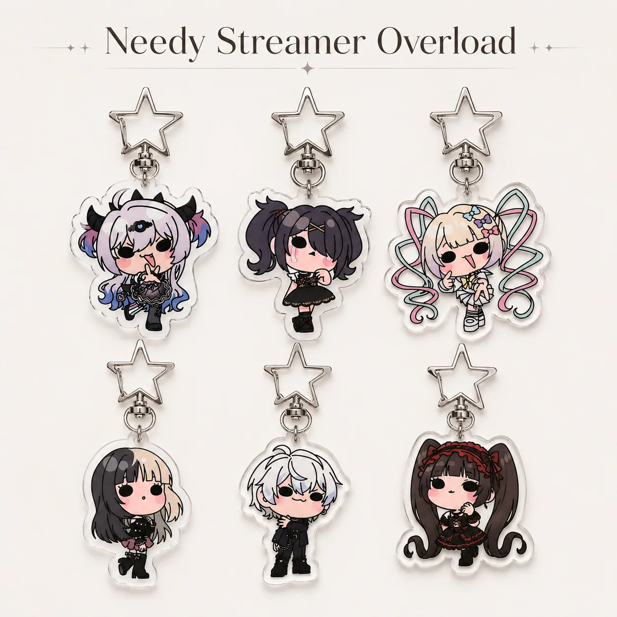 Needy Streamer Overload Q-версия, акриловый брелок с милым персонажем, подвеска для сумки, коллекционный подарок, декоративный брелок, мультяшный.
