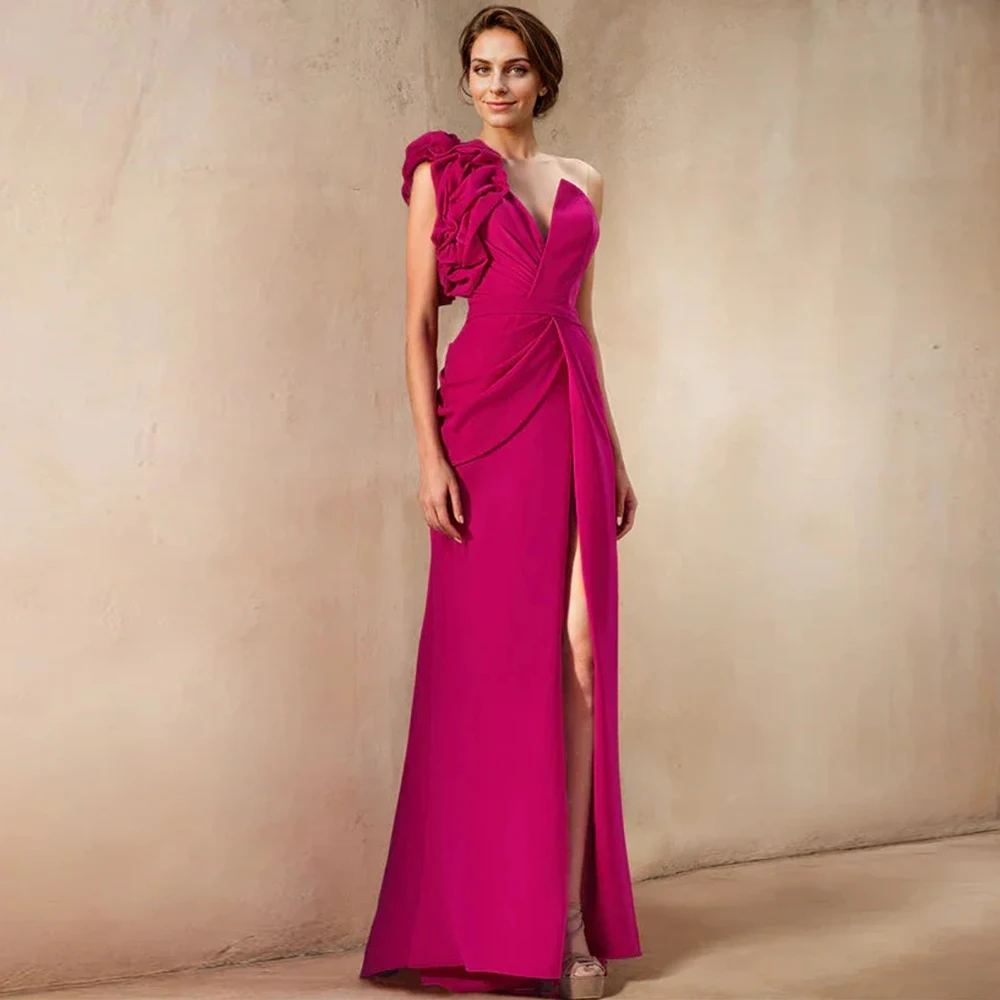 

Customized V Neck Mother of the Birde Dresses for Wedding Guest 2026 Florals Shoulder Women's Evening Dress Long Prom Gowns