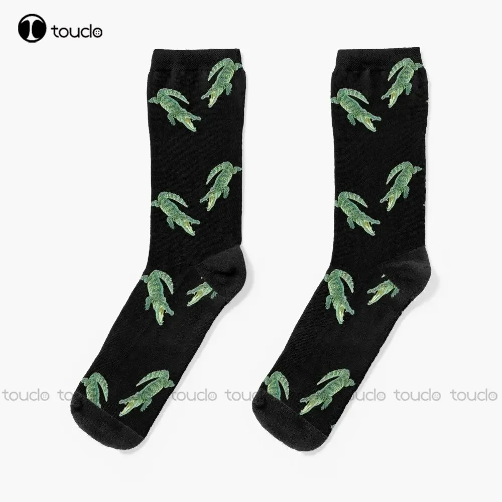 

Alligator Crocodile Socks Blue Socks Personalized Custom Unisex Adult Teen Youth Socks Street Skateboard Socks Custom Gift Funny