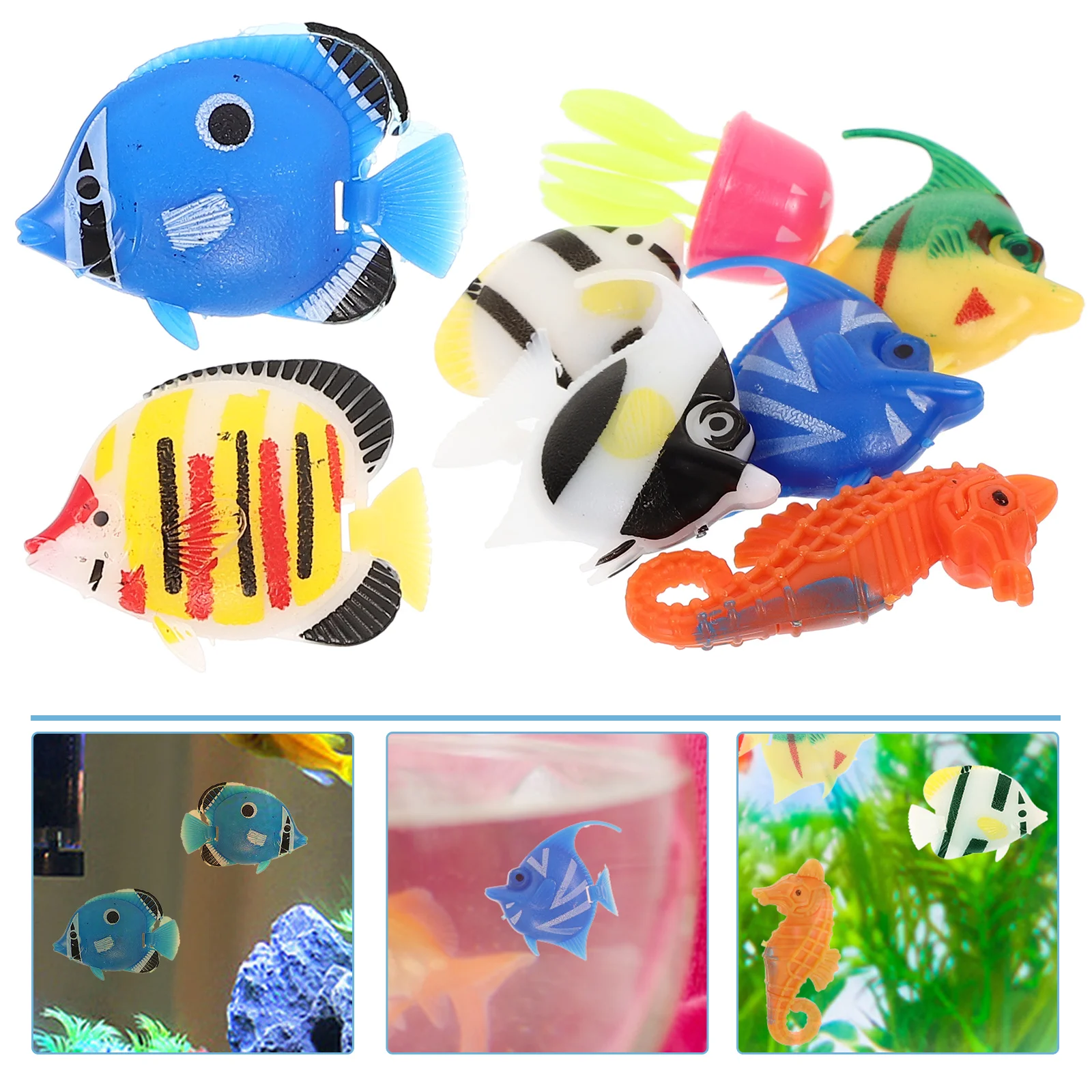 

8pcs Floating Figurines Moving Fish Lifelike Aquarium Decor For Fish Tank Micro Landscape Plastic Ornament Mini Animals