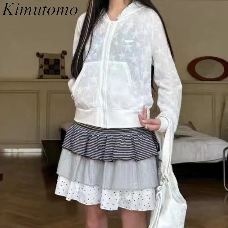 

Kimutomo женские куртки винтажные пикантные модные звезды Y2k Harajuku тонкие осенние топы с капюшоном в стиле гранж на молнии с карманами женские топы
