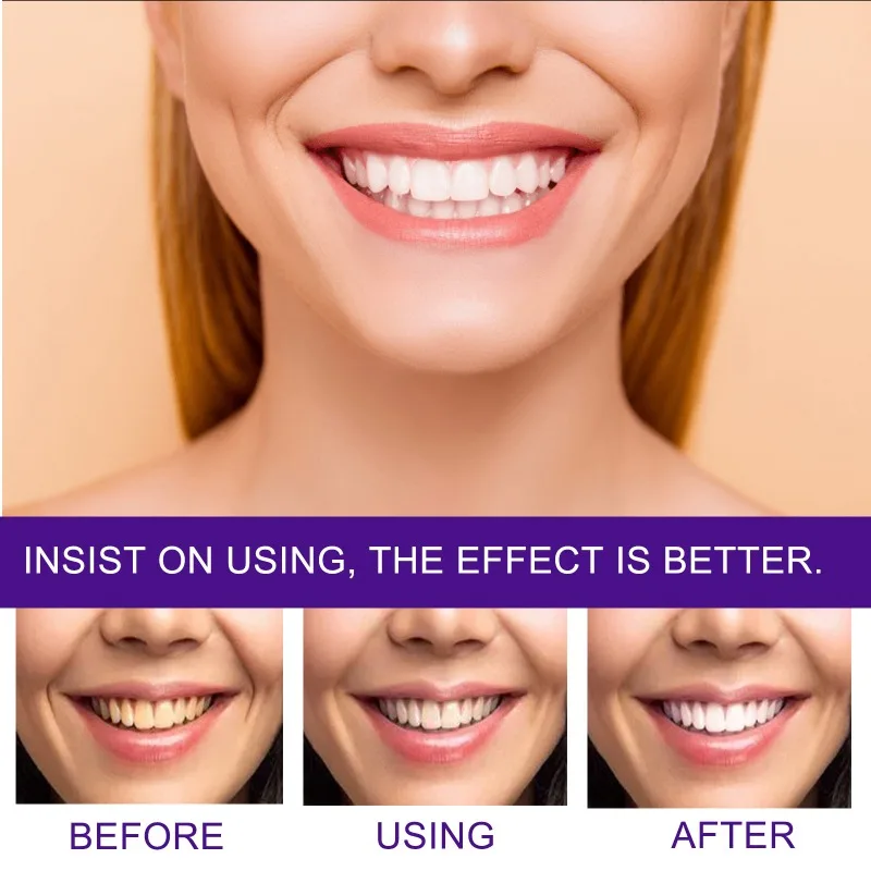 V34 Mousse sbiancante per denti di colore viola denti puliti orali ridurre le macchie di fumo tartaro sbiancante denti rinfrescare la Mousse di dentifricio