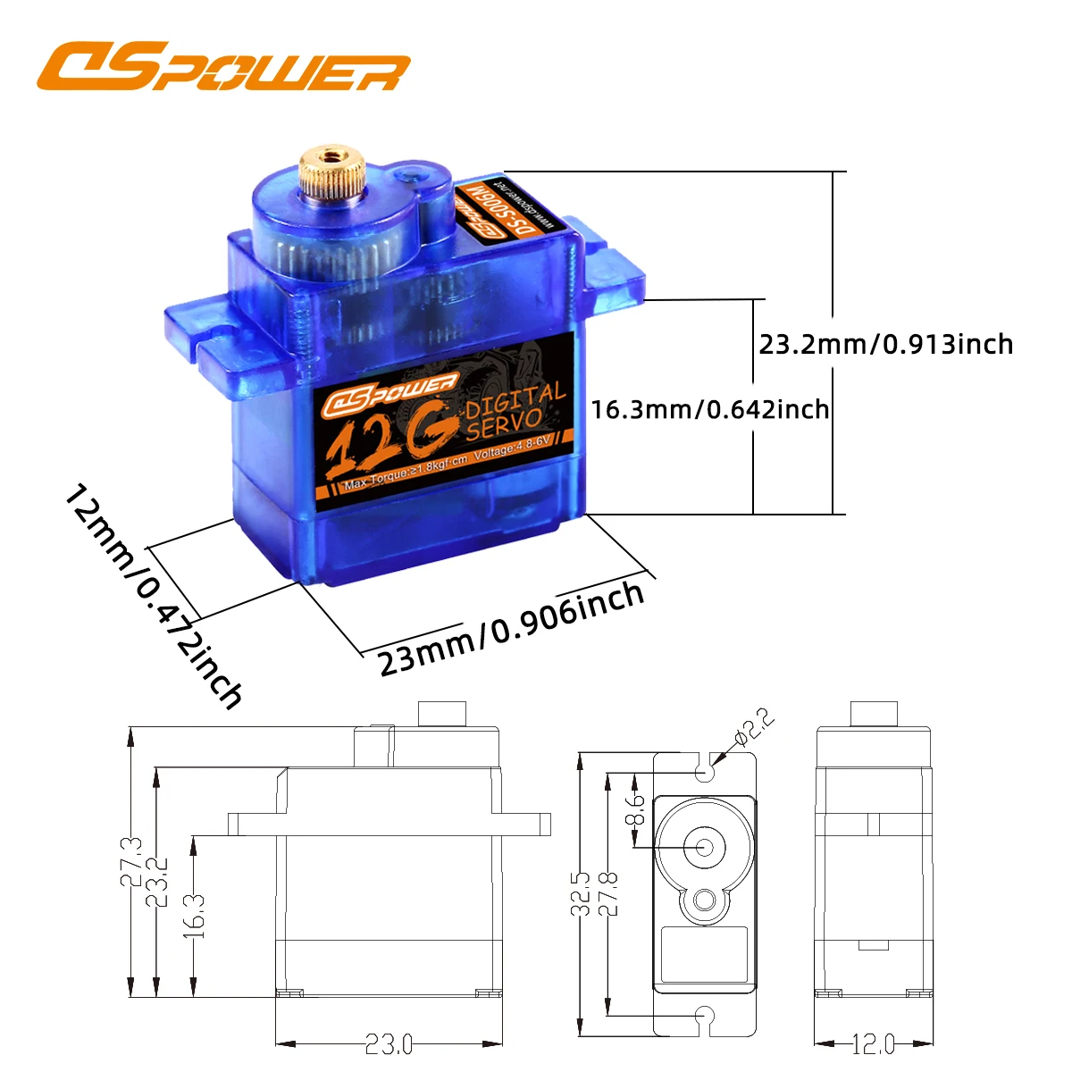 DSpower 12g Mini Motor Metall Getriebe Standard Servo 4,8 ~ 6,0 V für Roboter Drone Hubschrauber Flugzeug FPV RC Auto Boot Modell Spielzeug Teile