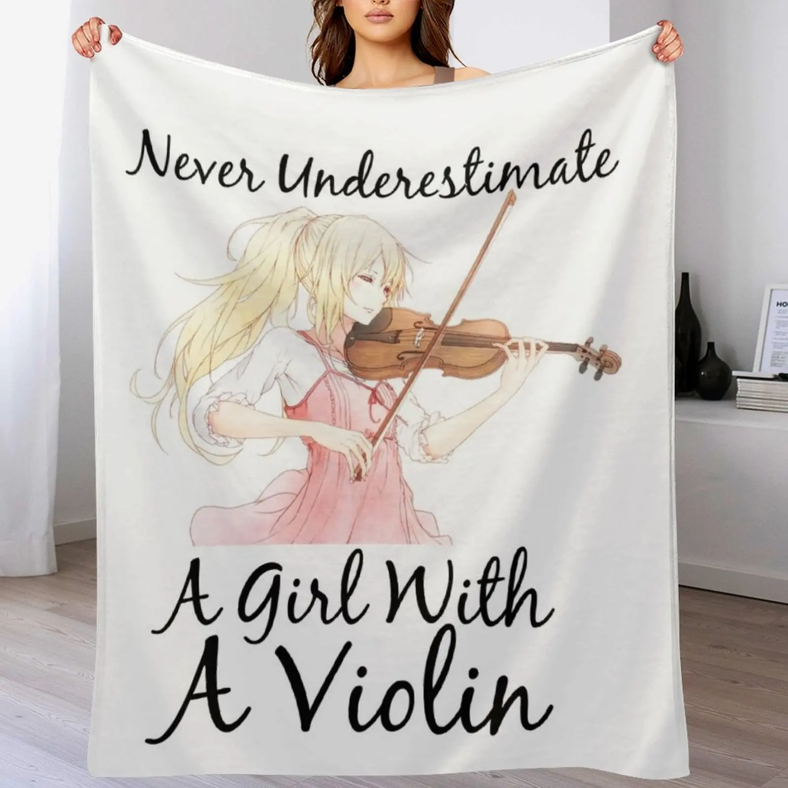 never underestimate a girl with a violin gift for girls who play violin music lovers Throw Blanket Hairys Blankets