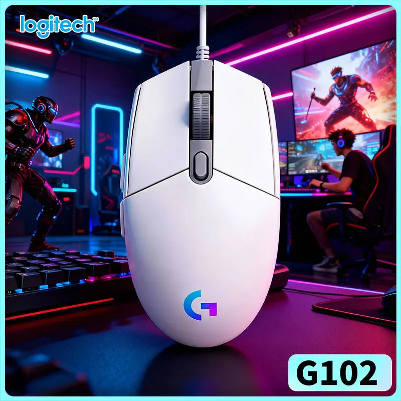 Logitech G102 Wired Mouse, HERO Sensor 8000 DPI, LIGHTSYNC RGB, 20M Clicks, 6 Programmable Buttons for PC Gamers