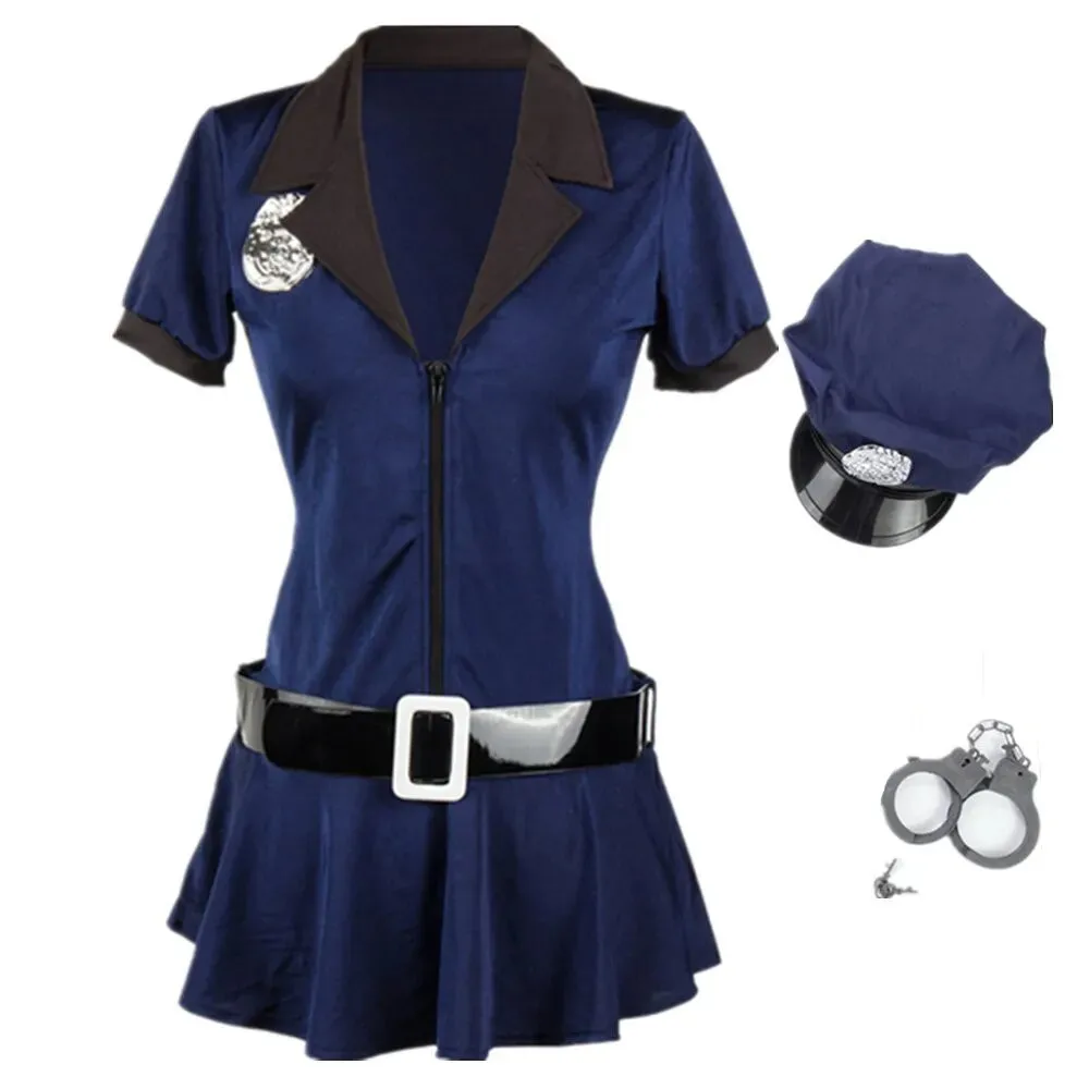 S-3XL Hot Sale Women Sexy Female Police Costume Cosplay Ladies Cop Officer Uniform Halloween Party Policeman Fancy Dress