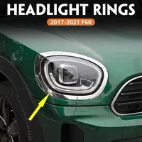 for 2017-2021 F60 BMW Mini Cooper Countryman Chrome Headlight Trims Cover Rings Chrome Trim 51137388117 51137388118