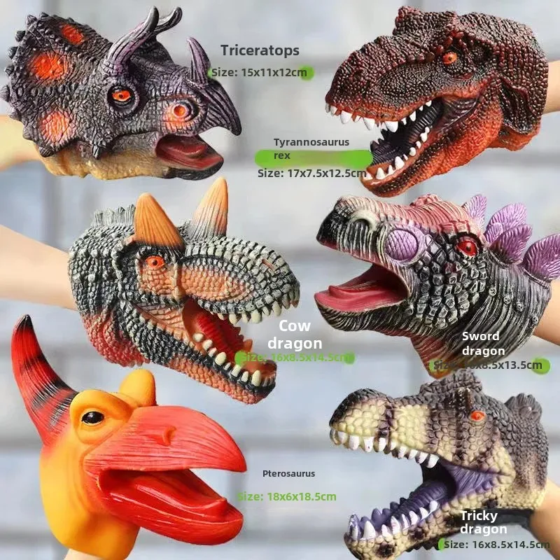 Dinosaur Hand Puppet Gloves Soft Silicone Triangle Dragon King Dragon Children's Simulation Animal Model Boys Toy Direct From Ma