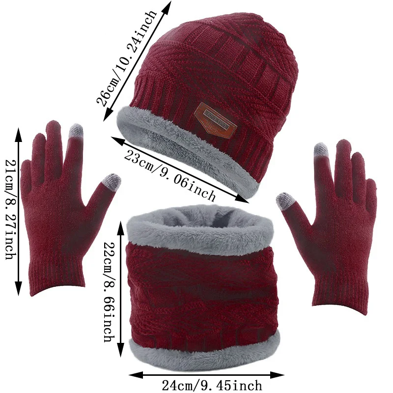 Gorro grueso de punto para hombre y mujer, bufanda de lana para el cuello, pasamontañas, máscara, conjunto de gorros, invierno, 2023