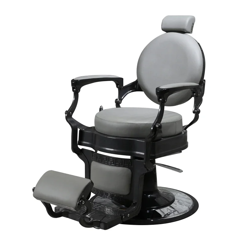 Barber Salon Shop Gray Fabric Barber Chair High Quality Fabric Can Be Customized Color For Easy Cleaning