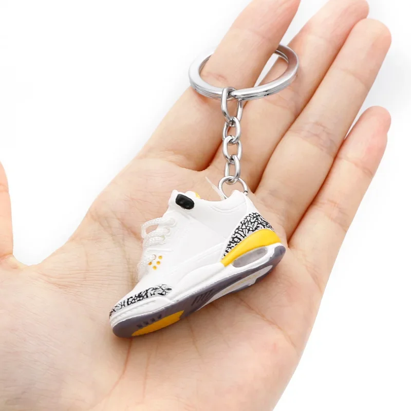 3D shoe keychain white cement blue stereo sneakers pendant four generation model bag jewelry pendant, children's Creative gifts