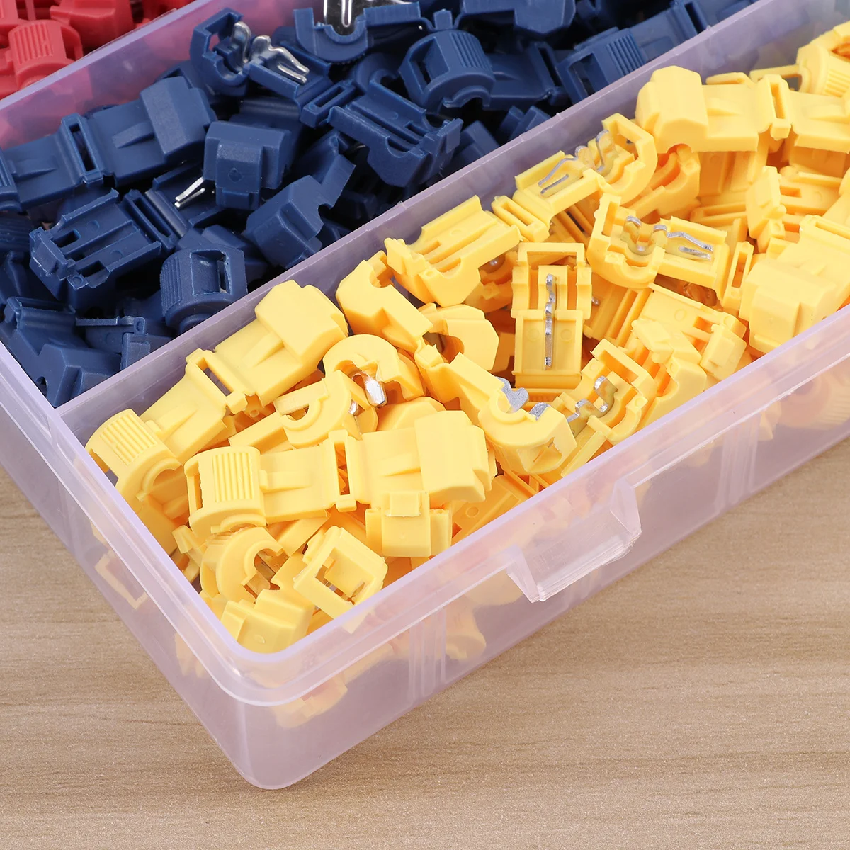 

240Pcs Assorted Butt Connectors Kit with Transparent Case Cold Pressed Copper Terminal Connector for Electrical Wiring T Shape