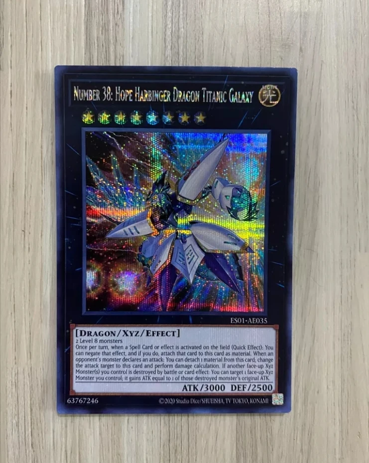 Yugioh KONAMI ES01-AE035 Number 38: Hope Harbinger Dragon Titanic Galaxy Secret Rare Asian English Collection Mint Card