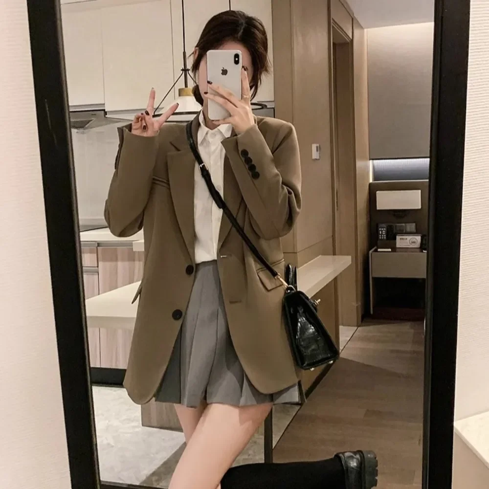 Commuting Women Blazers Loose Casual Spring Autumn Solid Hipster Fashion Young Korean Style Comfortable Streetwear Daily Outwear