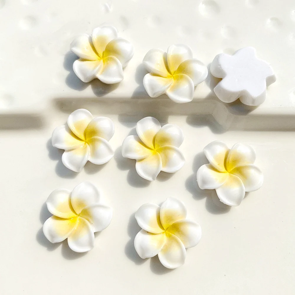 100pcs 19MM/28MM Resin Frangipani/Plumeria (without pearl) Flat Back Cabochon DIY Scrapbook Phone Decor Crafts Embellishment