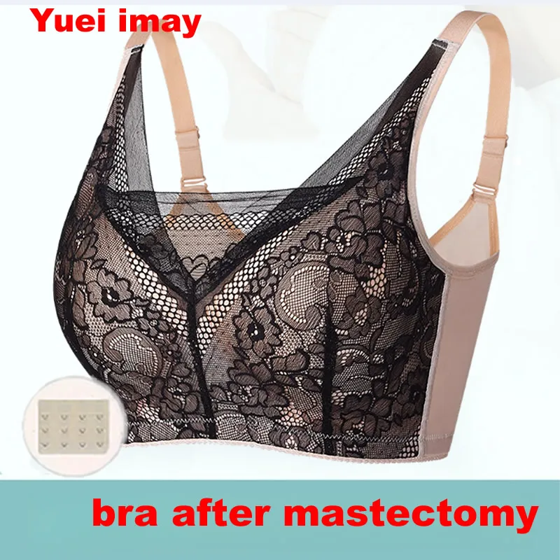 Yueiimay Mastectomy Bra for Women with Pockets for Prosthesis Mastectomy Silicone Breast Prosthesis-DY25-719