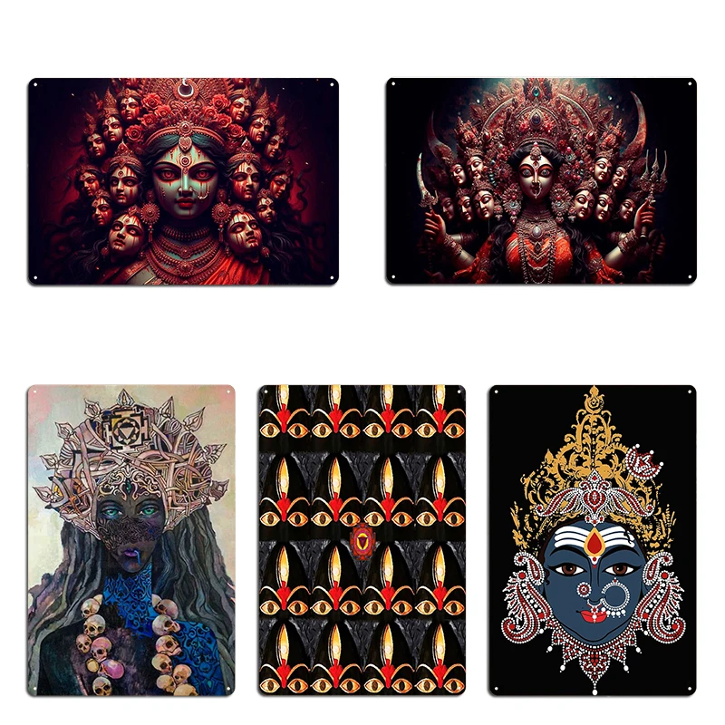 Linga Bhairavi-Póster de placa de Metal de alta calidad, color rojo, para crear pared, diseño de Pub, Mural, cartel de estaño de Linga Bhairavi
