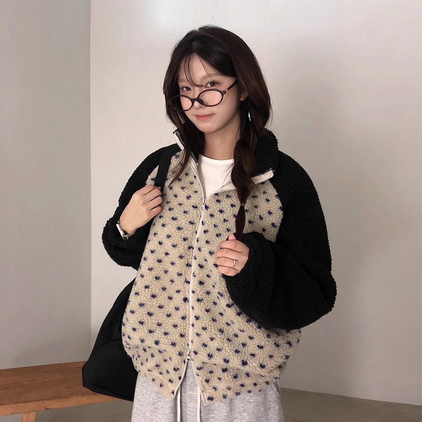 Thiened Long Sve ラムファースウェットジャケット女性のダブルジッパーパーカーコート冬の新しい Sle 暖かい綿の服